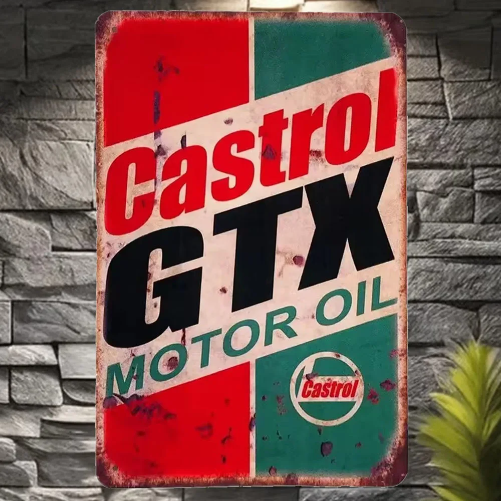 Castrol Oil Gtx - Plaque en métal vintage Castrol GTX