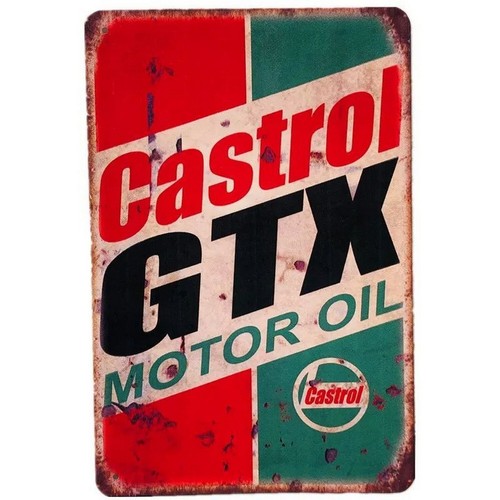 Castrol Oil Gtx - Panneau en métal Castrol GTX Motor